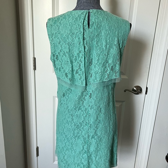 WOMEN’S BCBG MAX AZRIA LIGHT GREEN LACE MINI DRESS Cotton Blend Sz M - Picture 10 of 16